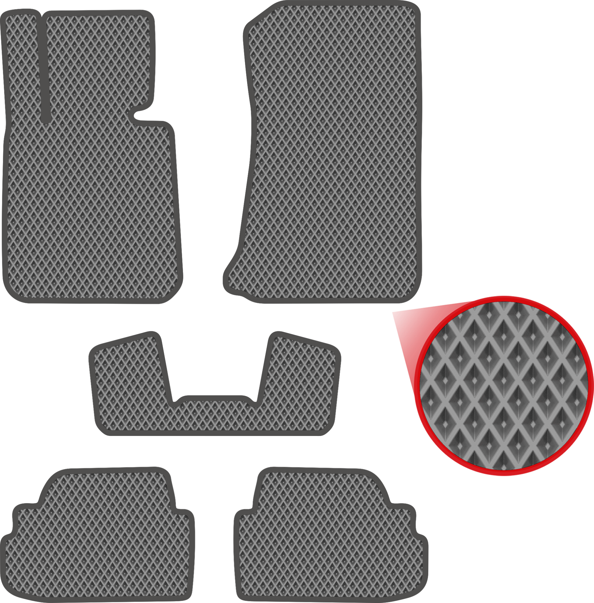 Автомобильные коврики EVA для BMW 1 I E81\82\88 (2004-2014), серые с серым кантом, ячейка - ромб