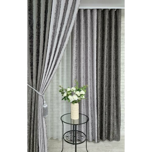 Шторы Канвас мрамор; т. сер/св. серый