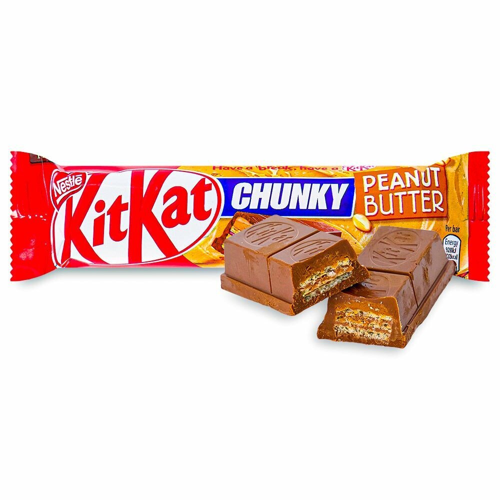 Шоколадный батончик KitKat Chunky Peanut Butter покрытый молочным шоколадом с хрустящей вафлей и арахисовым маслом, 3 шт. по 42 гр. (Болгария)