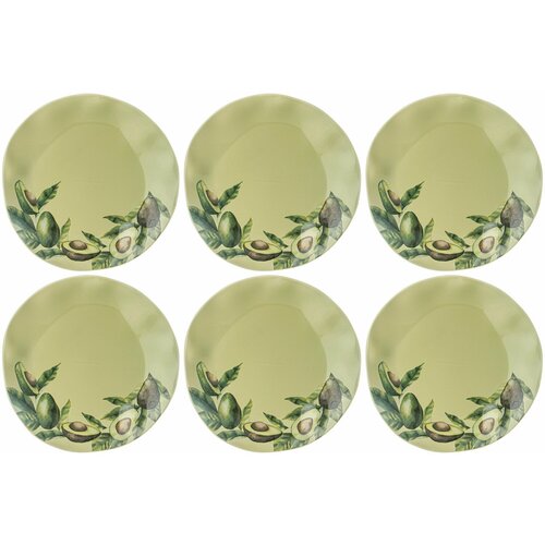 Набор тарелок сервировочных обеденных 26 см на 6 персон Bronco Авокадо, фарфор, Столовые Мелкие, Закусочные Белые, 6 шт набор посуды