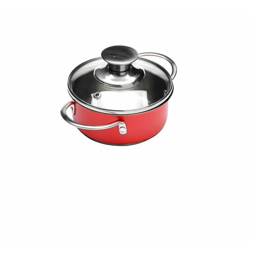Кастрюля 08 мл с крышкой красный 2870₽