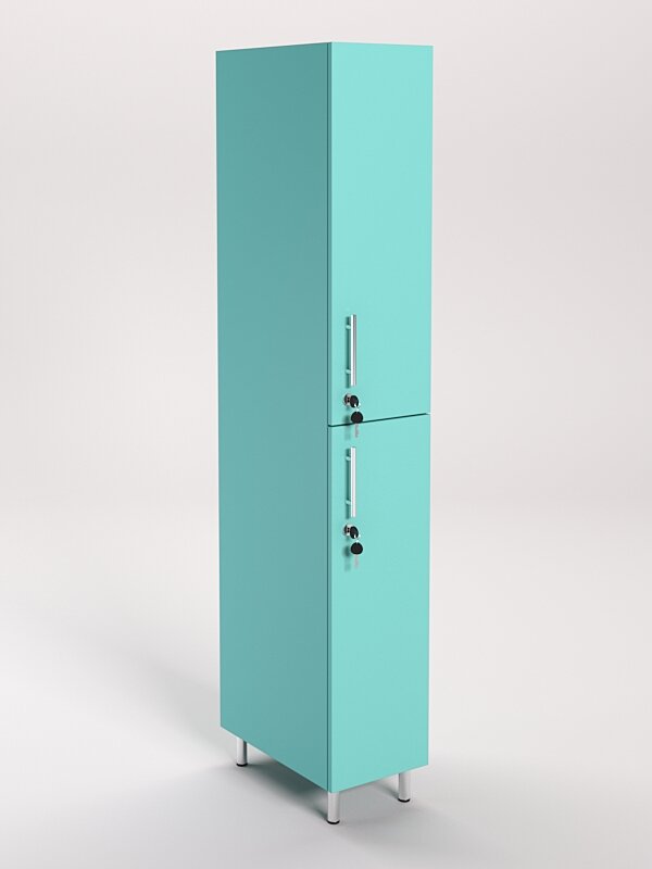 фото Шкаф для раздевалок 1-секционный 2х-местный, Тиффани Аква 60 x 52 x 190 см (ДхШхВ)