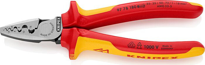 фото Пресс-клещи Knipex VDE, для контактных гильз, KN-9778180, желтый, красный
