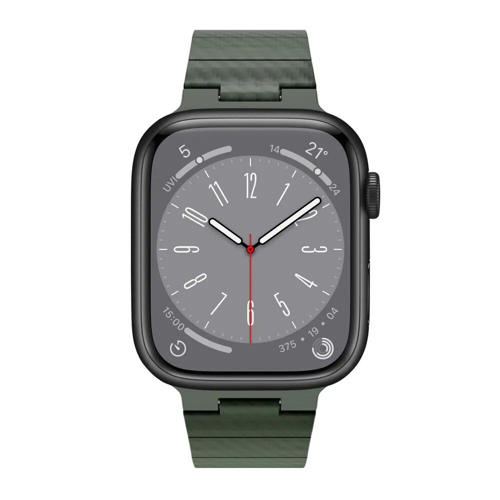 Ремешок на магнитах металлический Wiwu Carbon Fiber Pattern для часов Apple Watch 42/44/45/49 Зеленый