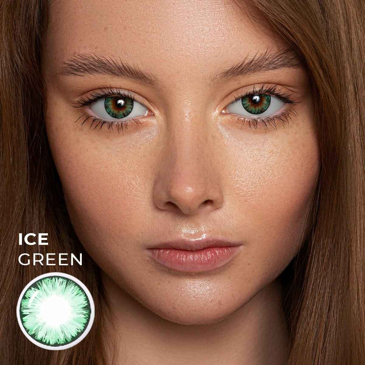 Цветные контактные с диоптриями EOS Luna Color Ice Green -2.0 / 14.0 / 8.6 / 2шт.