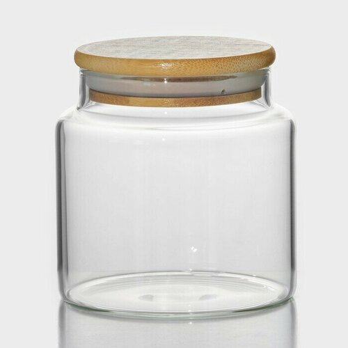Стеклянная банка для сыпучих продуктов с крышкой из бамбука 320₽