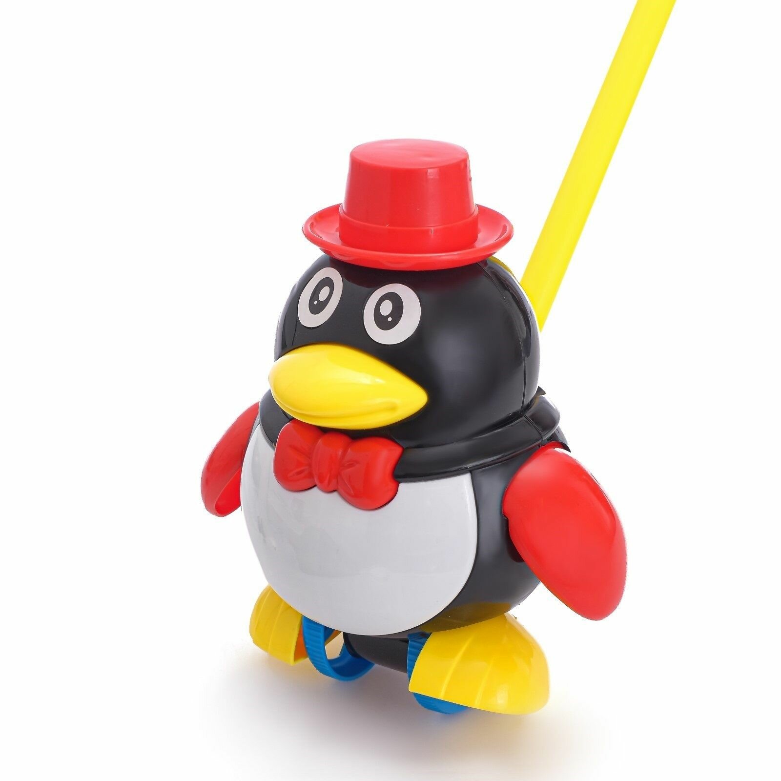 Игрушка каталка с ручкой детская на палочке Пингвин, черный