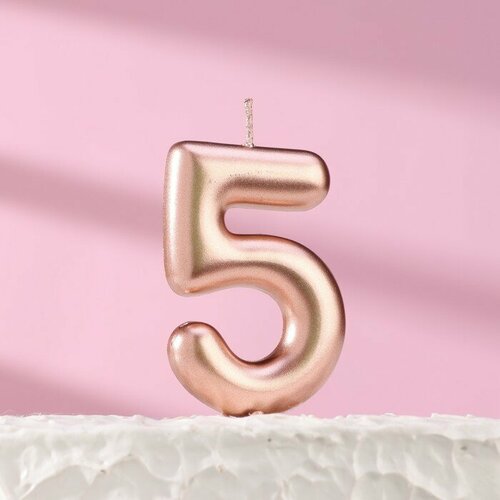 SUI Свеча в торт Европейская цифра 5 6 см розовое золото 269₽
