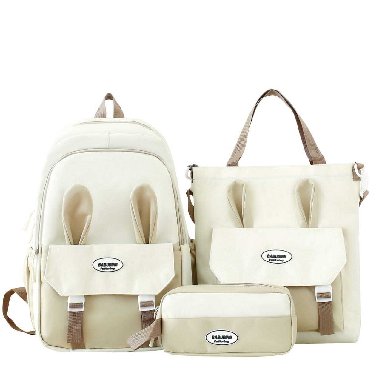 Рюкзак для девочки с комплектом 3в1 детский пенал, сумки, рюкзак для подростков девочек и для прогулки школьный набор уши-кролика4