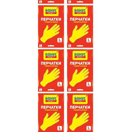 Bonus Перчатки латексные, Универсальные, размер L, 6 уп