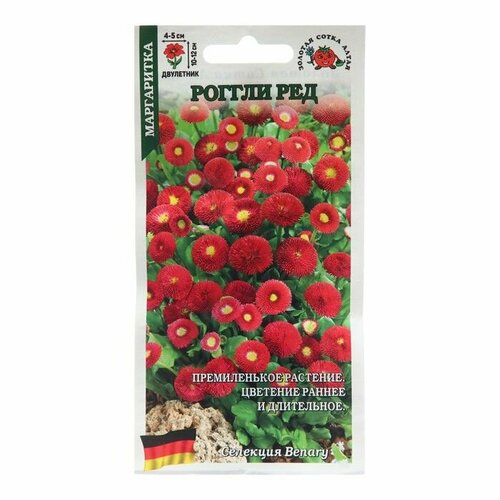 Семена цветов Маргаритка Роггли Ред, 10 шт ( 1 упаковка )