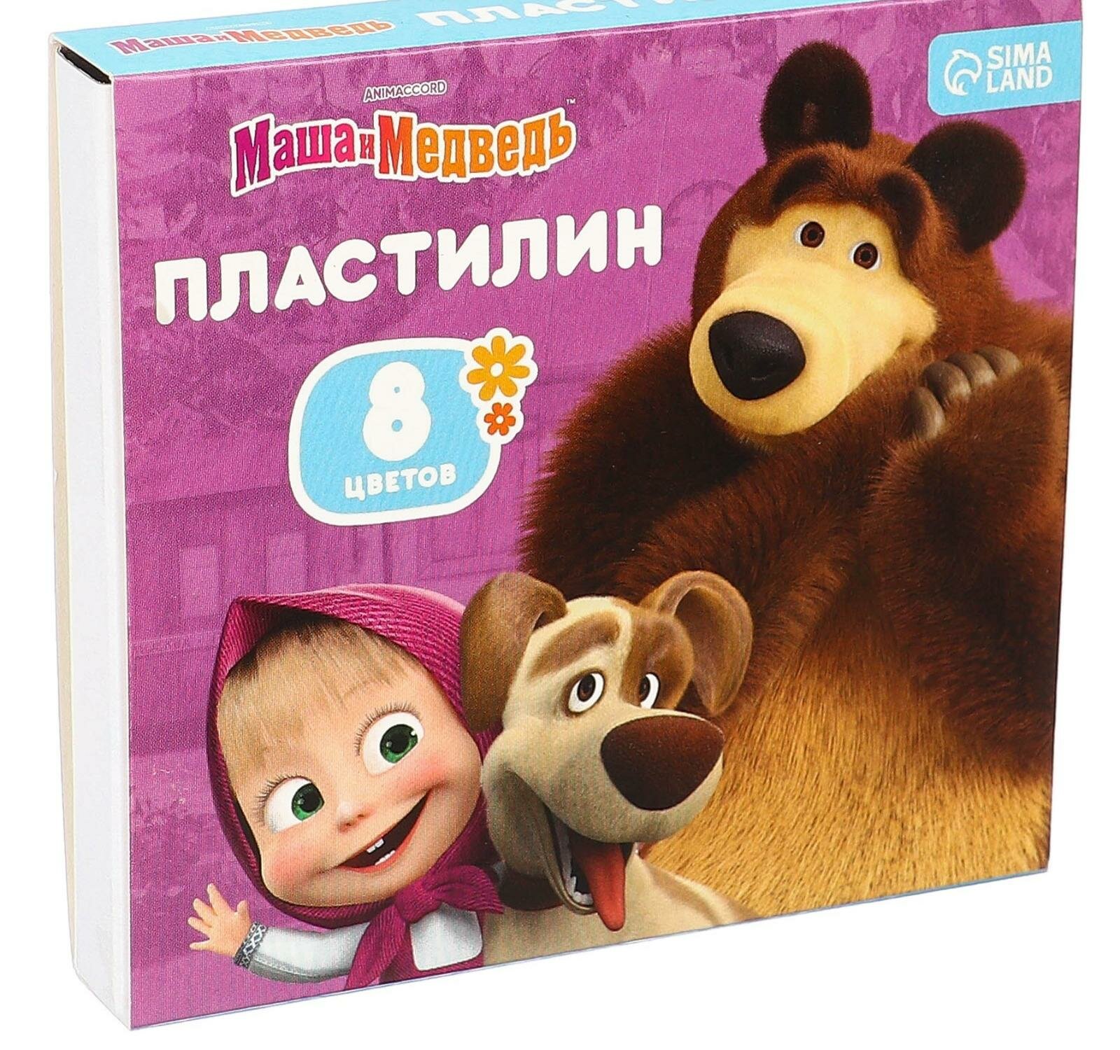 Пластилин 8 цветов 120 г "Маша и Медведь"