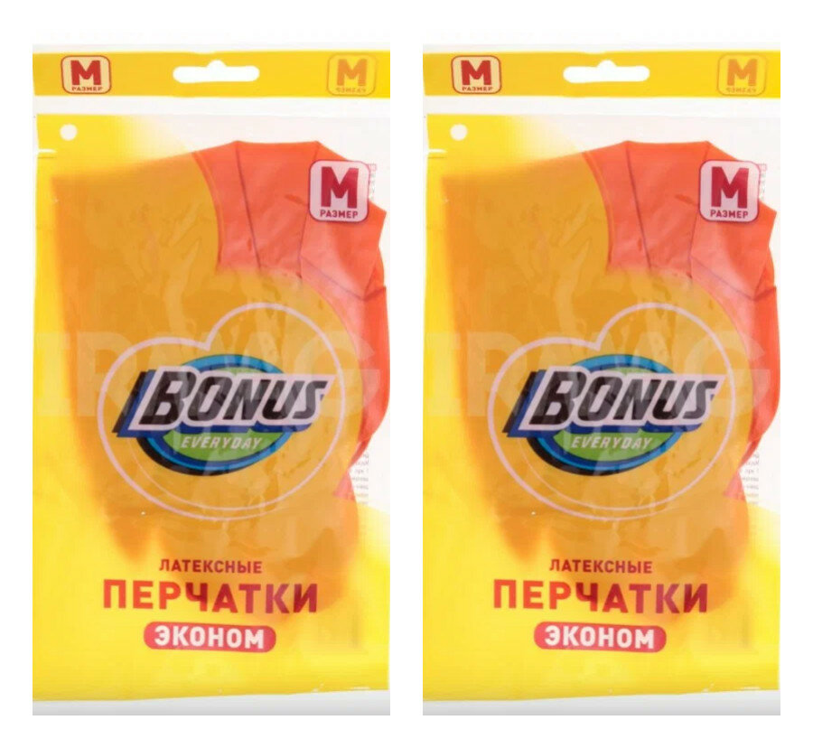 Перчатки латекcные Bonus Эконом M, 2 уп.