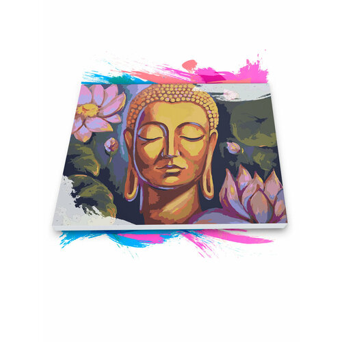 картина по номерам на холсте будда арт 90 х 120 см Картина по номерам на холсте Будда и Лотосы, 90 х 120 см
