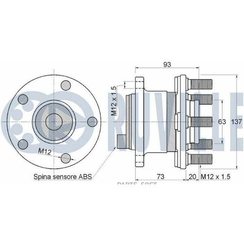 RUVILLE 221839 Подшипник-ступица FORD Tourneo Connect T.T. Kuga II T. T. escluso 4x4 Transit Connect T. T.