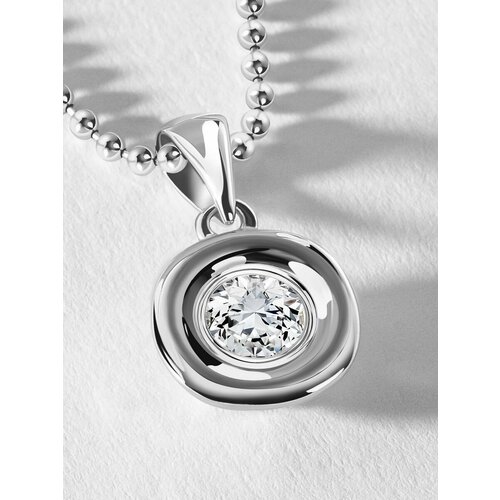 Подвеска KAPLI jewelry, серебро, 925 проба, родирование, муассанит, размер 1.8 см.