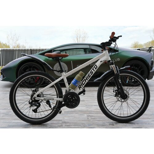 Велосипед горный Richiesto 24 алюминиевый Подростковый детский Унисекс белый-коричневый 24500₽