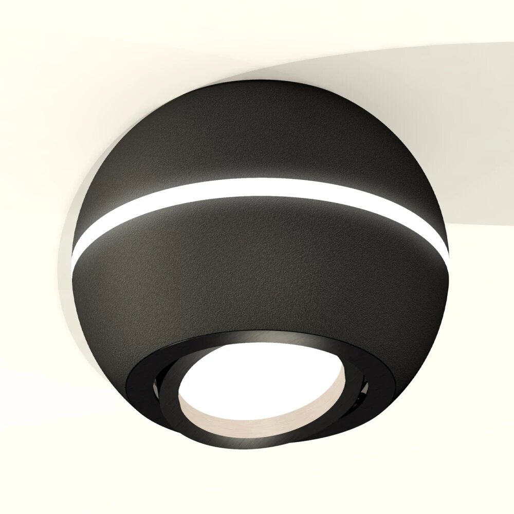 Комплект накладного поворотного светильника с дополнительной подсветкой XS1102020 SBK/PBK черный песок/черный полированный MR16 GU5.3 LED 3W 4200K (C1102, N7002)