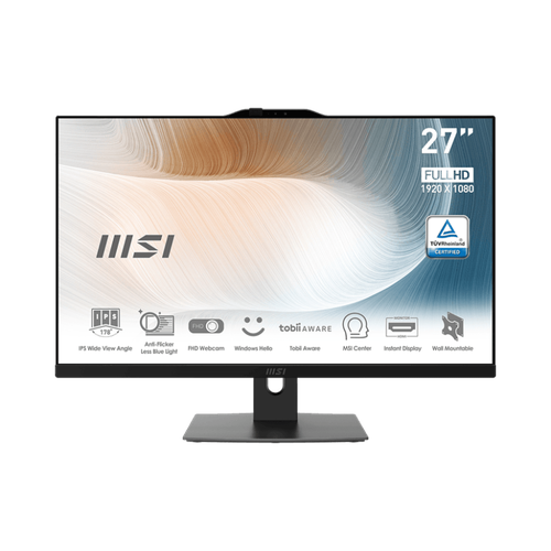 MSI Modern AM272P 12M-647XRU (MS-AF82) 27' FHD(1920x1080)/Intel Core i3-1215U 1.20GHz (Up to 4.4GHz) Hexa/8GB/256GB SSD/Integrated/WiFi/BT/2.0MP/KB+MOUSE(WLS)/noOS/1Y/BLACK