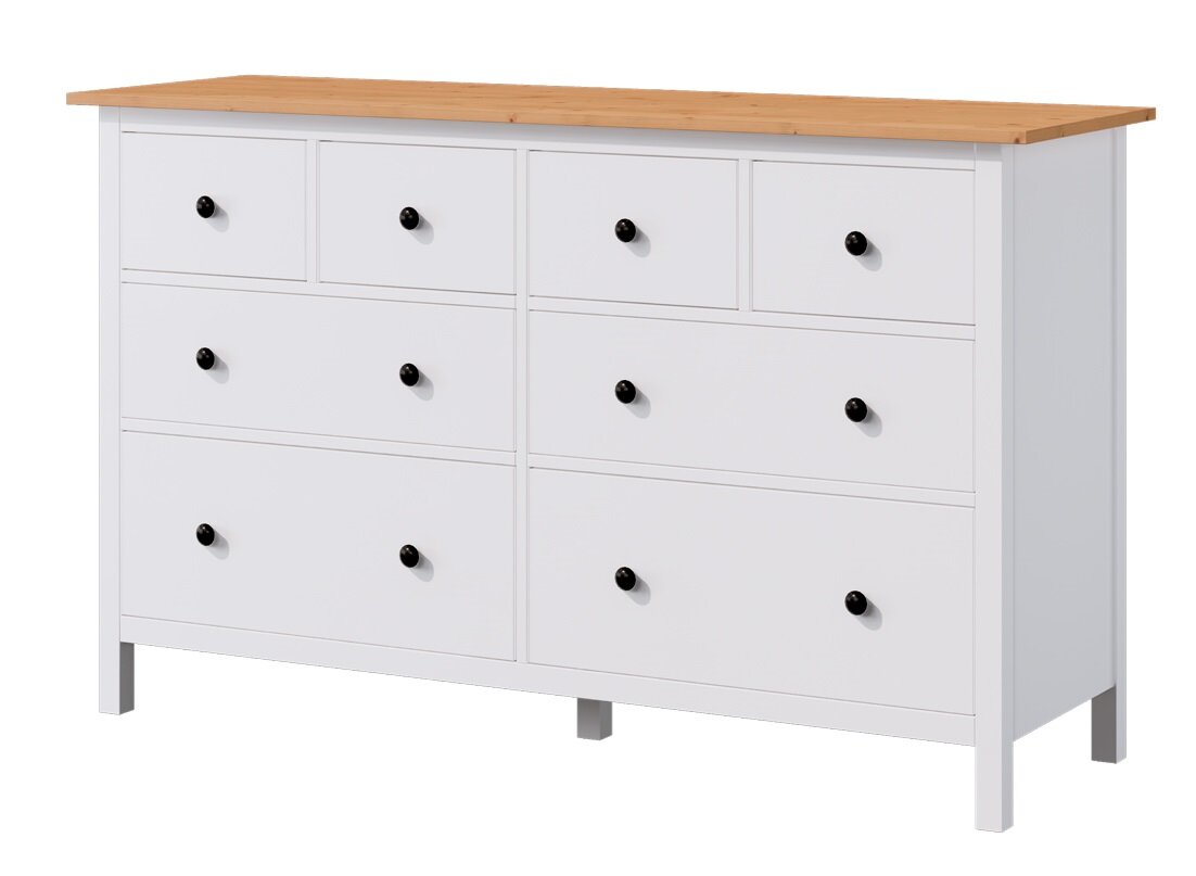 Комод Хемнэс Hemnes/ Кымор, 160x96x50см, 8 ящиков, белый/светло-коричневый