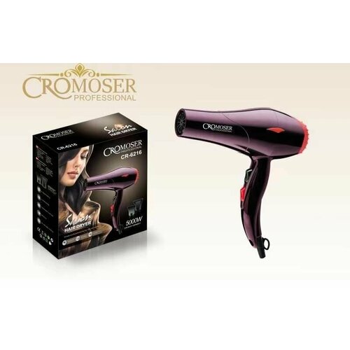 Фен для сушки и укладки волос с ионизацией и двумя насадками-концентраторами Бордовый 187700₽