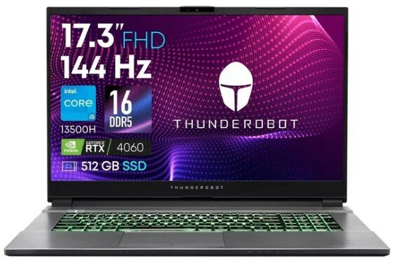 Thunderobot Ноутбук игровой Thunderobot 911 Plus G3 Pro/17.3"/Core i5-13500H/16/512/RTX 4060/Win/Grey JT009R00BRU