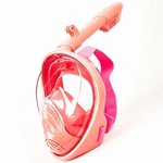 Полнолицевая маска для подводного плавания снорклинга XS Freebreath Детская розовая с креплением для экшн-камеры - изображение