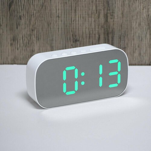 Будильник электронный, 13x6,5x3,5 см, USB/3xAAA, пластик, белый