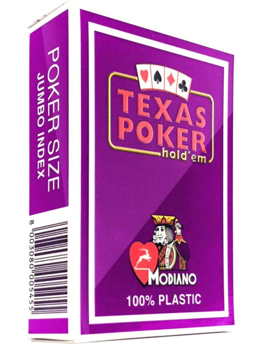 Карты игральные Modiano 100% plastic Texas Poker фиолетовый