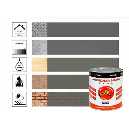 Эмаль Poli-R 7210 (тёмно-серая 0.85 кг) 12648