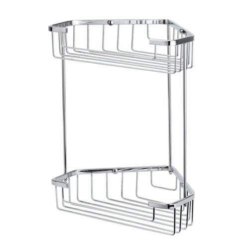 GEBERT Полочка угловая двухярусная 197х247х325 для ванной комнаты, металлическая, хром