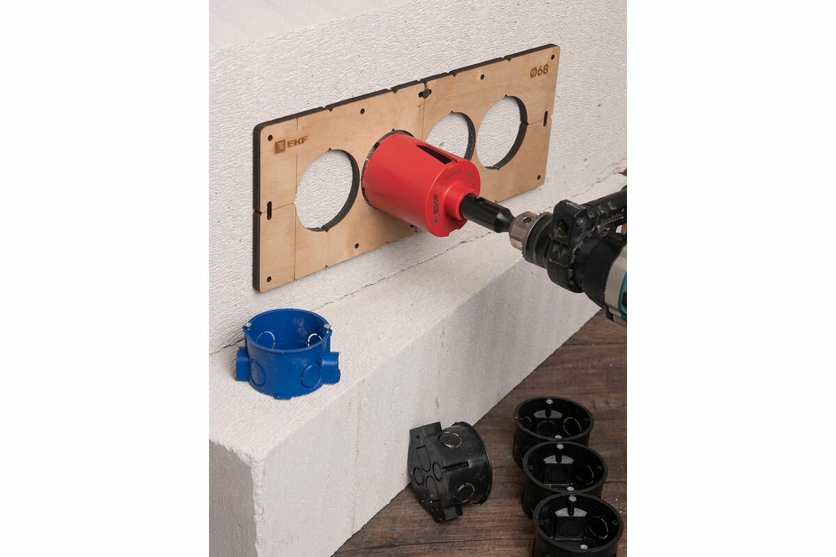 Шаблон для подрозетников EKF d 68 мм 4 поста - фото №17