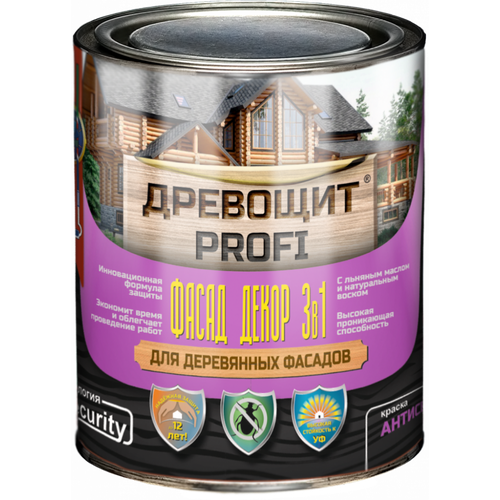 Краска-Антисептик для Дерева Красковия Древощит PROFI «Фасад Декор 3в1» 0.7кг Антисептическая, Венге.