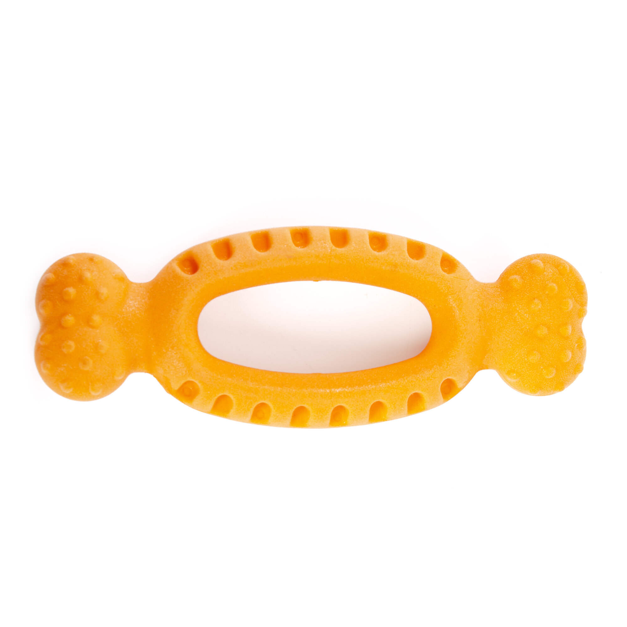 Игрушка для собак резиновая EliteDog "Овальное кольцо с ручками", оранжевая, 17.4х6.5х2.9см