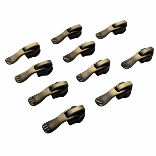 Бегунок для обувных молний 10 шт Тип 7 на витую пластиковую молнию антик 390₽