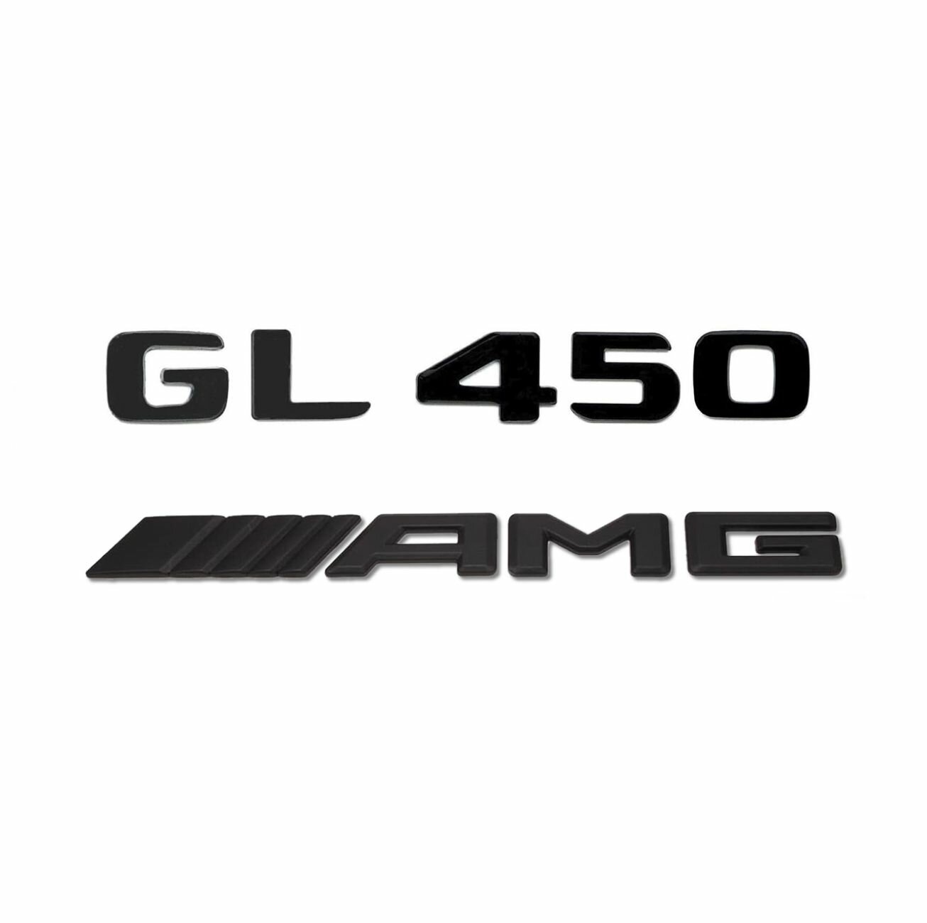 Комплект: шильдик на багажник для Mercedes GL450 (новый шрифт 2017+) + AMG черный мат