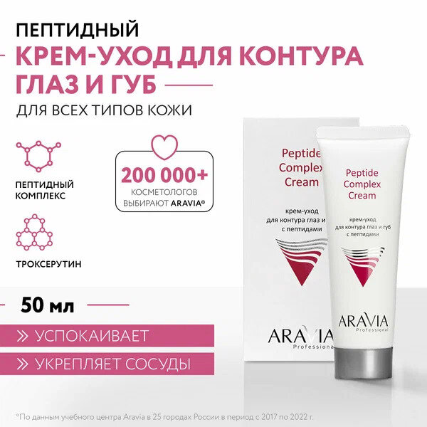 Крем-уход для контура глаз и губ с пептидами ARAVIA Professional Peptide Complex Cream, 50 мл