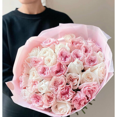 Премиум букет из пионовидных роз ассорти, цветы премиум, шикарный, красивый букет цветов, роза, пионовидные розы.