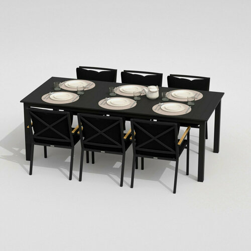 Обеденная группа DOLLA FESTA plus каркас карбон стол алюминий 220 ткань черная 255300₽