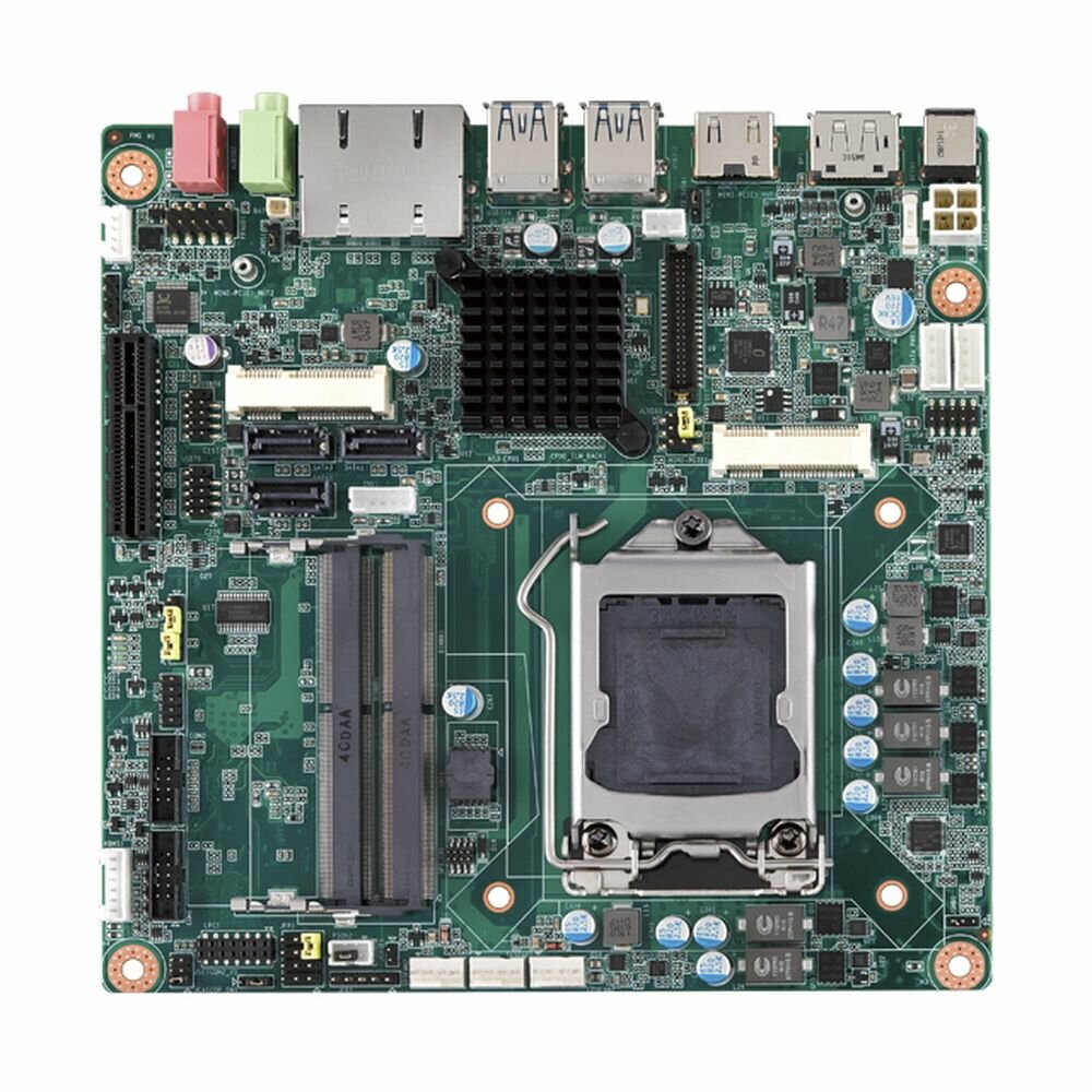 Материнская плата Advantech AIMB-285G2-00A2E Advantech Mini-ITX, Supports Intel® 7th & 6th Gen Core™ i processor (LGA1151) with Intel H110, with DP/HDMI/VGA, 2 COM, Dual LAN, PCIe x4, miniPCIe, DDR4, DC Input, (требуется установка батарейки CR2032) — фото 1