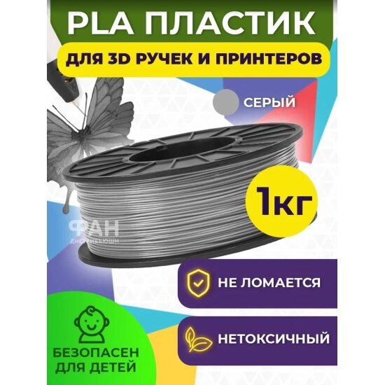 Пластик в катушке Funtastique (PLA,1.75 мм,1 кг), цвет Серый