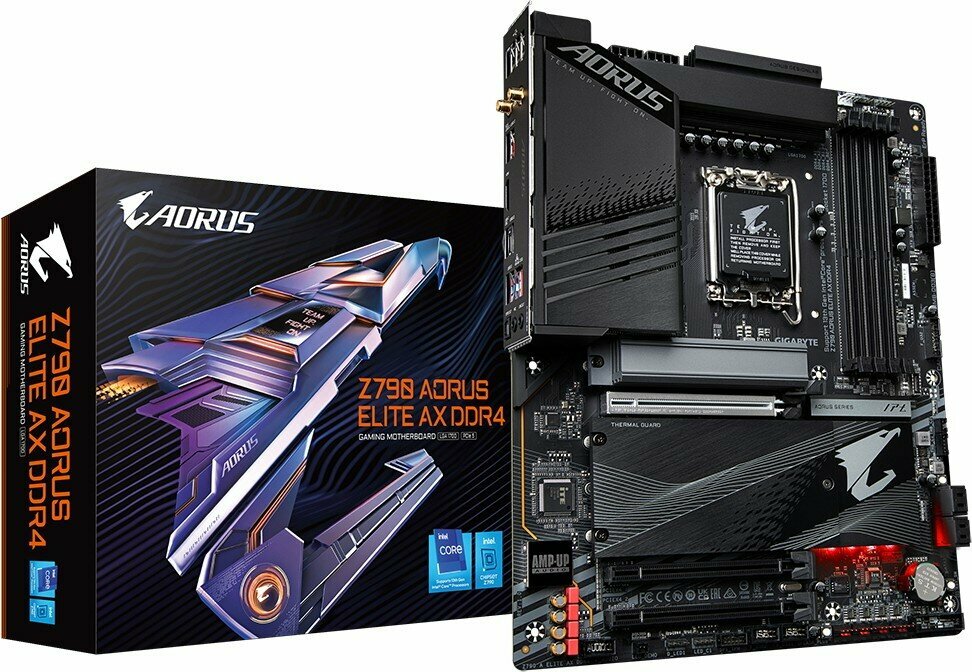 Материнская плата Gigabyte Z790 AORUS ELITE AX DDR4, Socket 1700, Intel®Z790, 4xDDR4-3200, HDMI, 3xPCI-Ex16, 4xSATA3(RAID 0/1/5/10), 4xM.2,