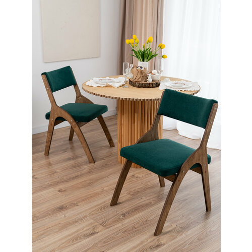 Стулья VAU 2шт изумрудный, коричневое масло