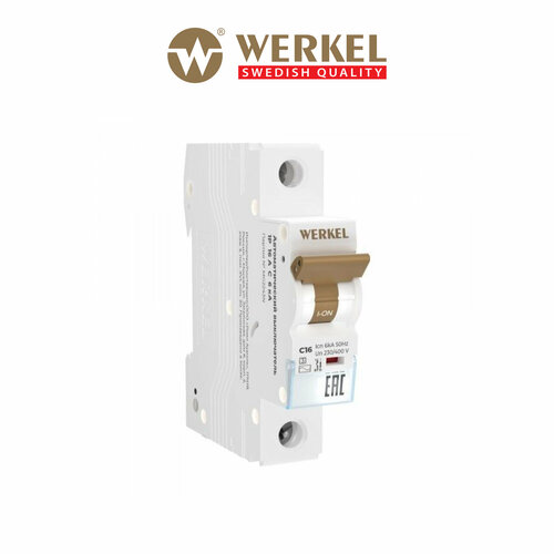 фото Автоматический выключатель 1p werkel w901p166, 16 a, втх c, 6 ка