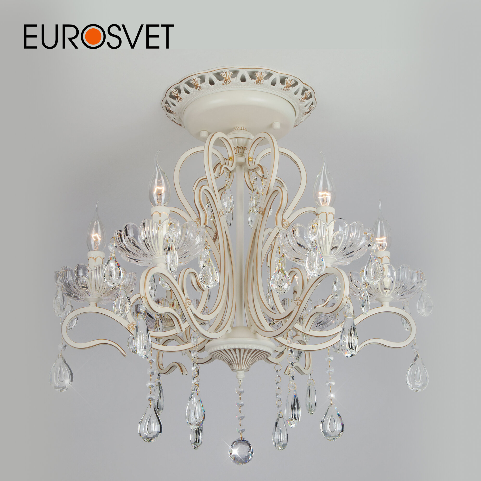 Люстра / Потолочный светильник с хрусталем Eurosvet Etna 12205/6 белый IP20