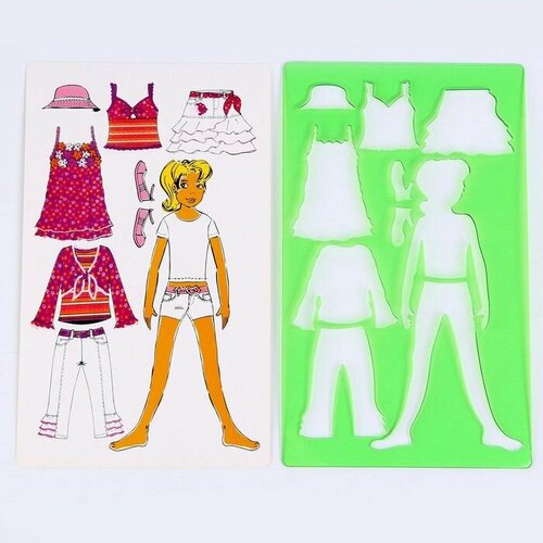 Трафарет для малышей Модница с раскраской 476₽