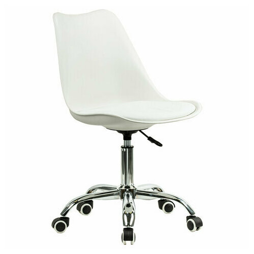 Кресло стул Brabix 532923 Eames MG-310 CH, хром, пластик, экокожа белая белый