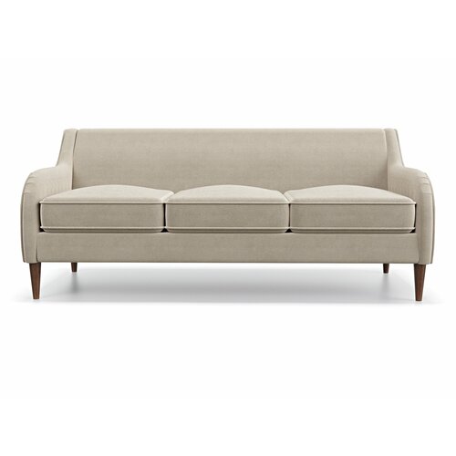 Дизайнерский прямой диван Soft Element Вектор Ivory, трехместный, деревянные ножки, велюр, слоновая кость, современный стиль скандинавский лофт, в гостиную, офис, на дачу