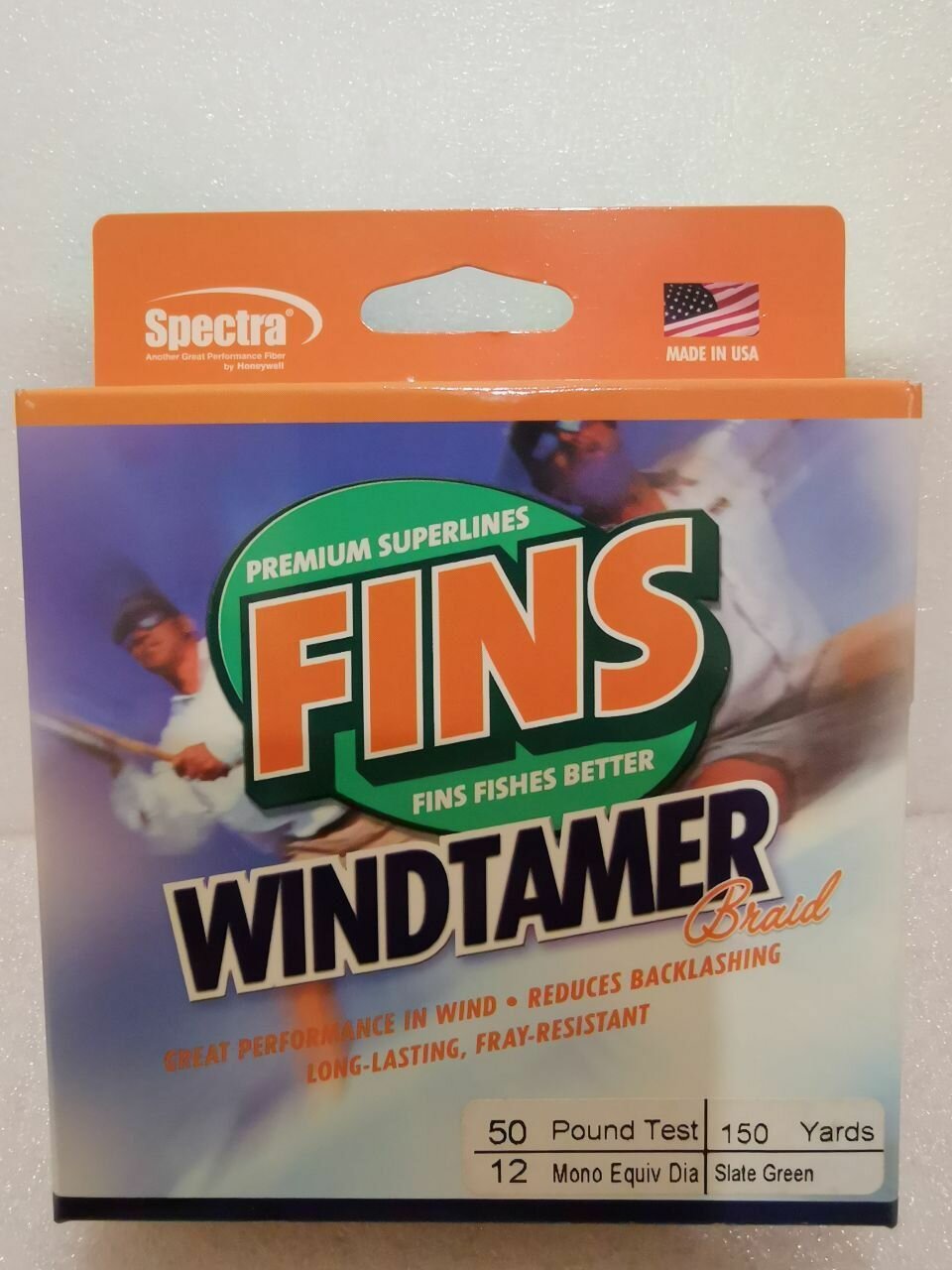 Плетеный шнур для рыбалки FINS Windtamer 50 LB. (0,32 мм,25кг), 150 YDS (135м)