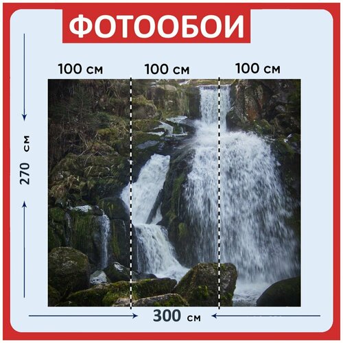 Фотообои Триберг водопад черный лес 300x270 см флизелиновыена стену 3970₽